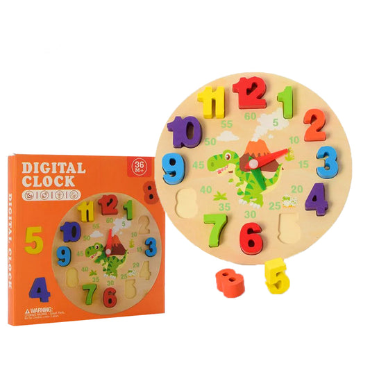 Digital Learning Wooden Clock
